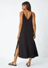 Roman Black Plain Stretch Jersey Pocket Midi Dress - 22 Image 4