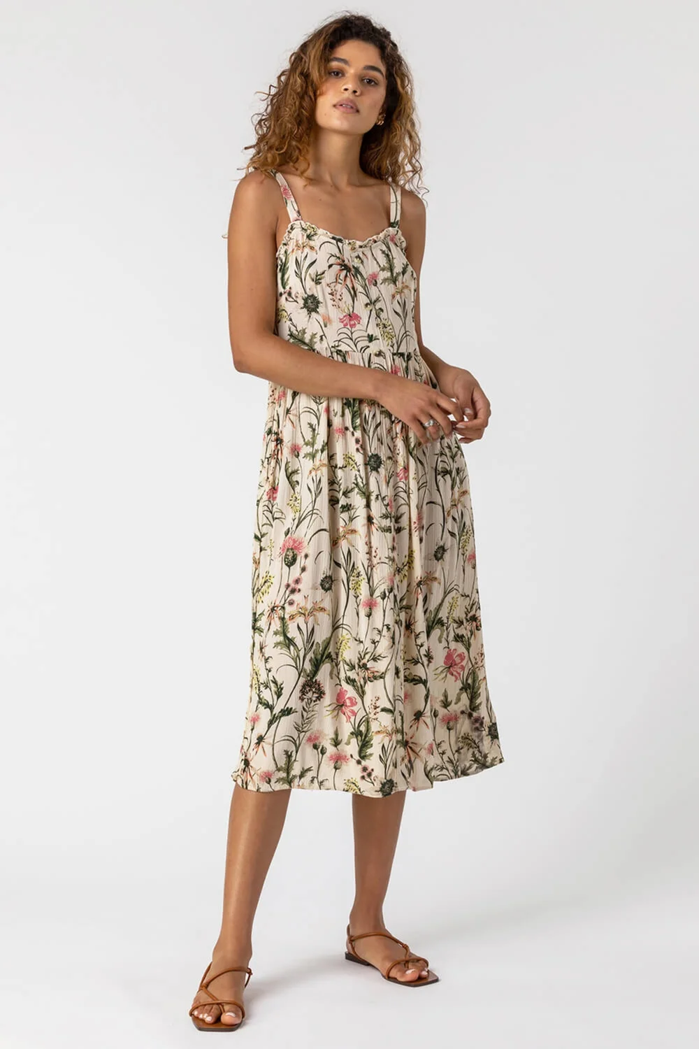 Roman Ivory Floral Print Button Down Sun Dress - 6 Image 3