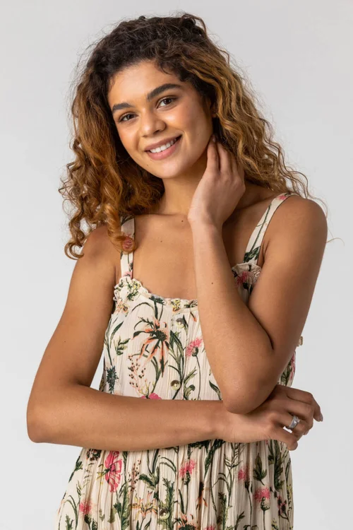 Roman Ivory Floral Print Button Down Sun Dress - 6 Image 4
