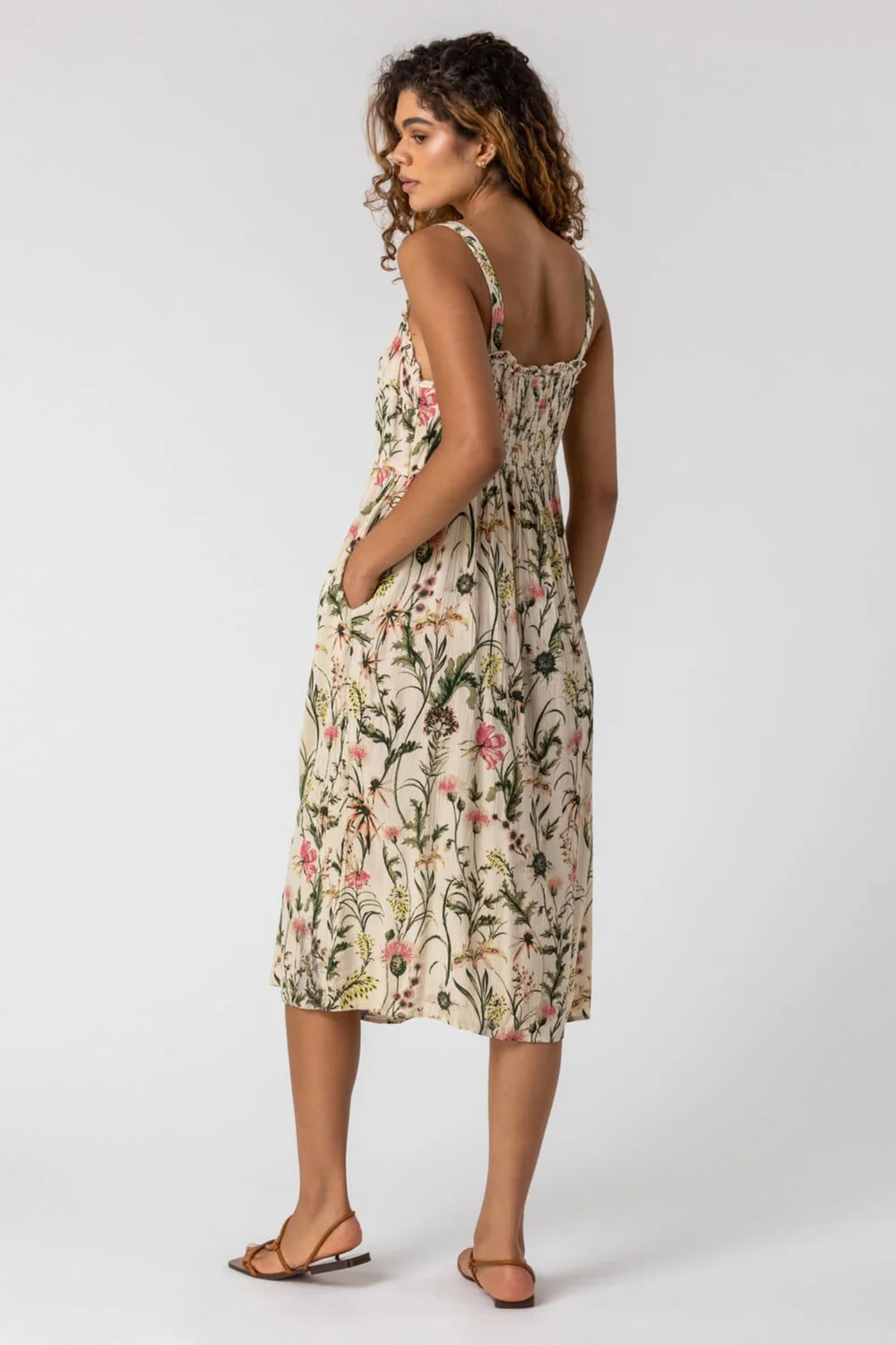 Roman Ivory Floral Print Button Down Sun Dress - 6 Image 2