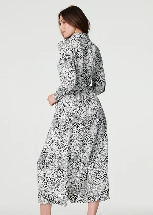 Izabel London Black/White Animal Print Collared Shirt Dress - 8 Image 2