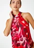 Roman Red Sleeveless Swirl Print Halter Neck Top - Size 6 Image 4