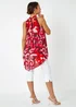 Roman Red Sleeveless Swirl Print Halter Neck Top - Size 6 Image 3