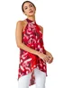 Roman Red Sleeveless Swirl Print Halter Neck Top - Size 6 Image 1