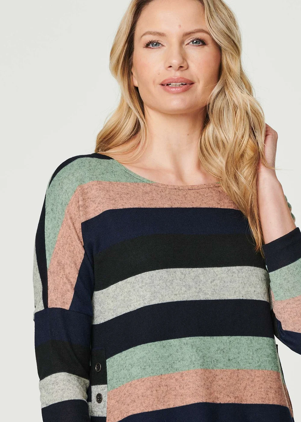 Izabel London Navy Striped Layered Hem Jumper - 8 Image 3