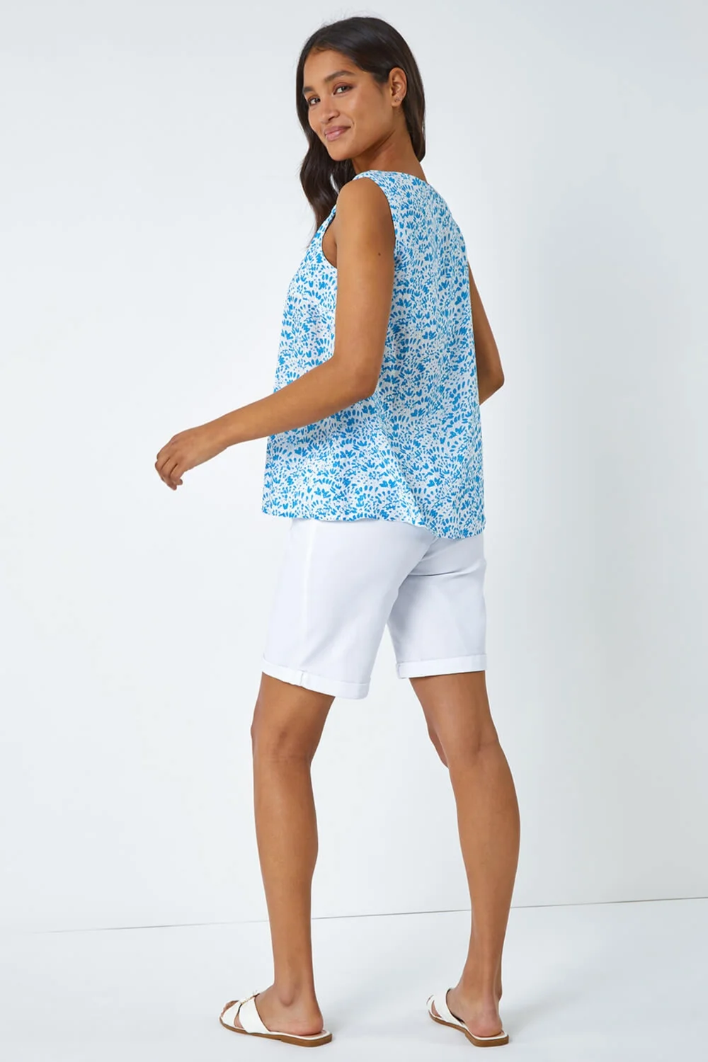 Roman Blue Ditsy Print Pleat Front Cami Top - 6 Image 3
