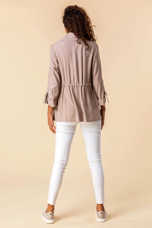 Roman Stone 3/4 Sleeve Tie Waist Longline Jacket - 6 Image 2