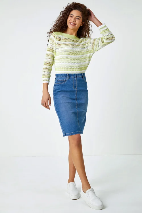 Roman Denim Cotton Denim Stretch Skirt - 20 Image 3