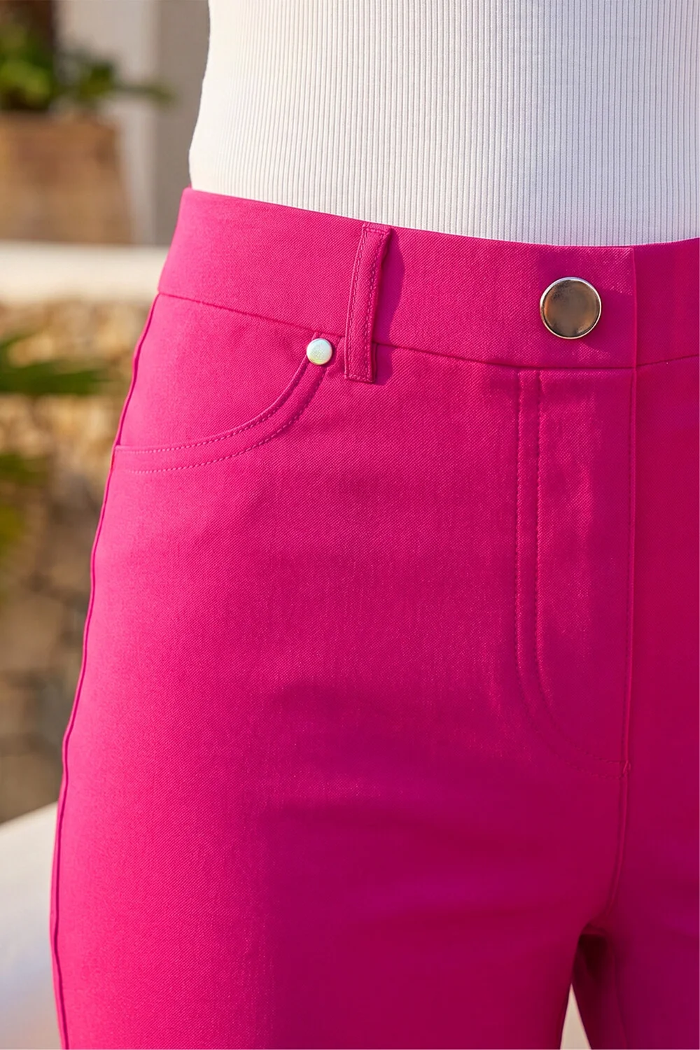 Roman Cerise Elastic Waist Turn Up Stretch Shorts - 16 Image 4