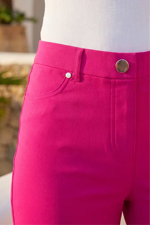 Roman Cerise Elastic Waist Turn Up Stretch Shorts - 16 Image 4