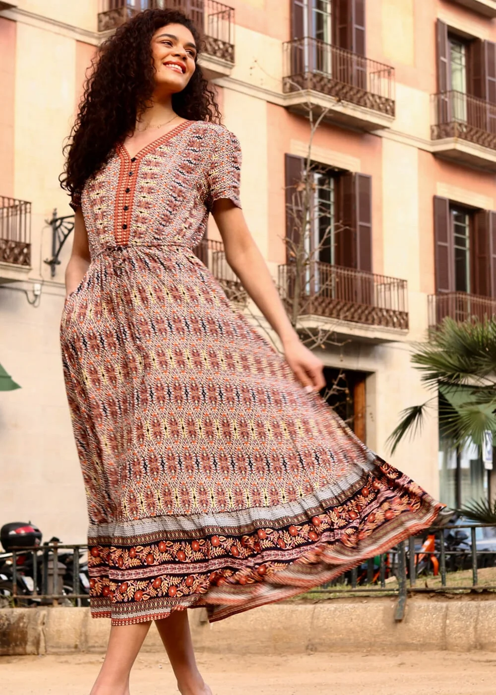 Roman Rust Boho Print Fit and Flare Maxi Dress - 22 Roman Rust Boho Print Fit and Flare Maxi Dress - 22