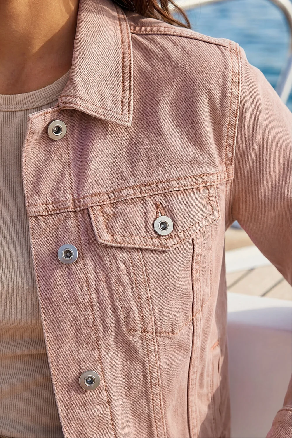 Roman Rose Classic Cotton Denim Jacket - 10 Image 4