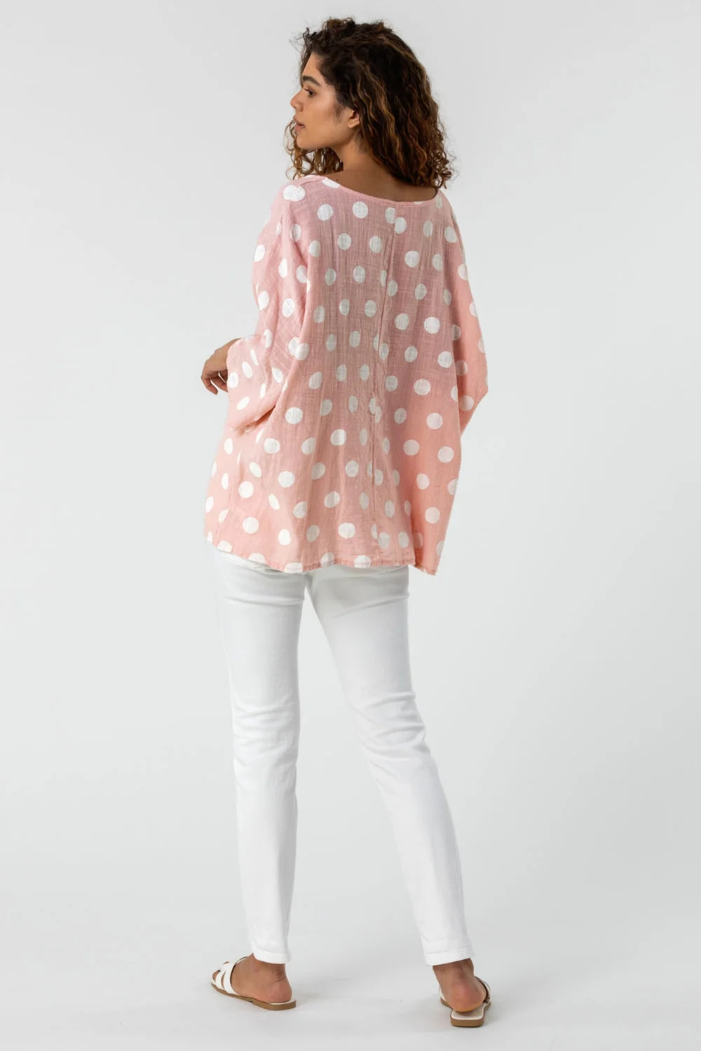 Roman Light Pink Spot Print Top - Small Image 3