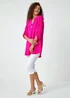 Roman Fuchsia V-Neck Longline Button Detail Tunic Top - Size 16 Image 4