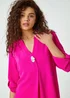 Roman Fuchsia V-Neck Longline Button Detail Tunic Top - Size 16 Image 2