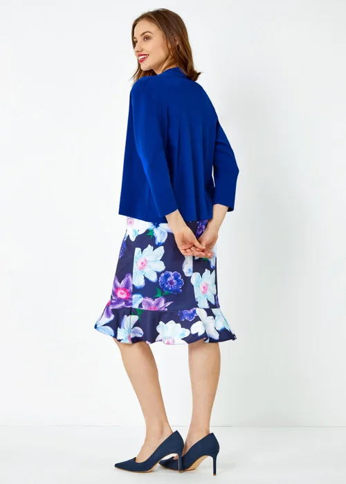 Roman Blue Cropped Knitted Shrug - Size 24 Image 4