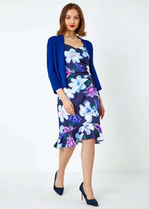 Roman Blue Cropped Knitted Shrug - Size 24 Image 3