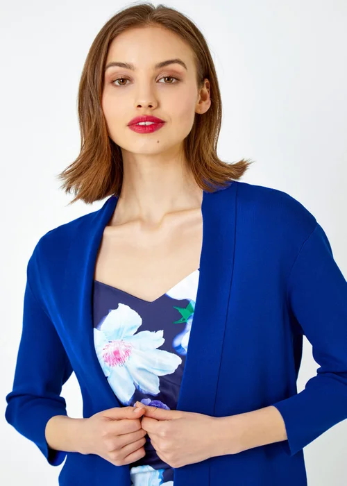 Roman Blue Cropped Knitted Shrug - Size 24 Image 2