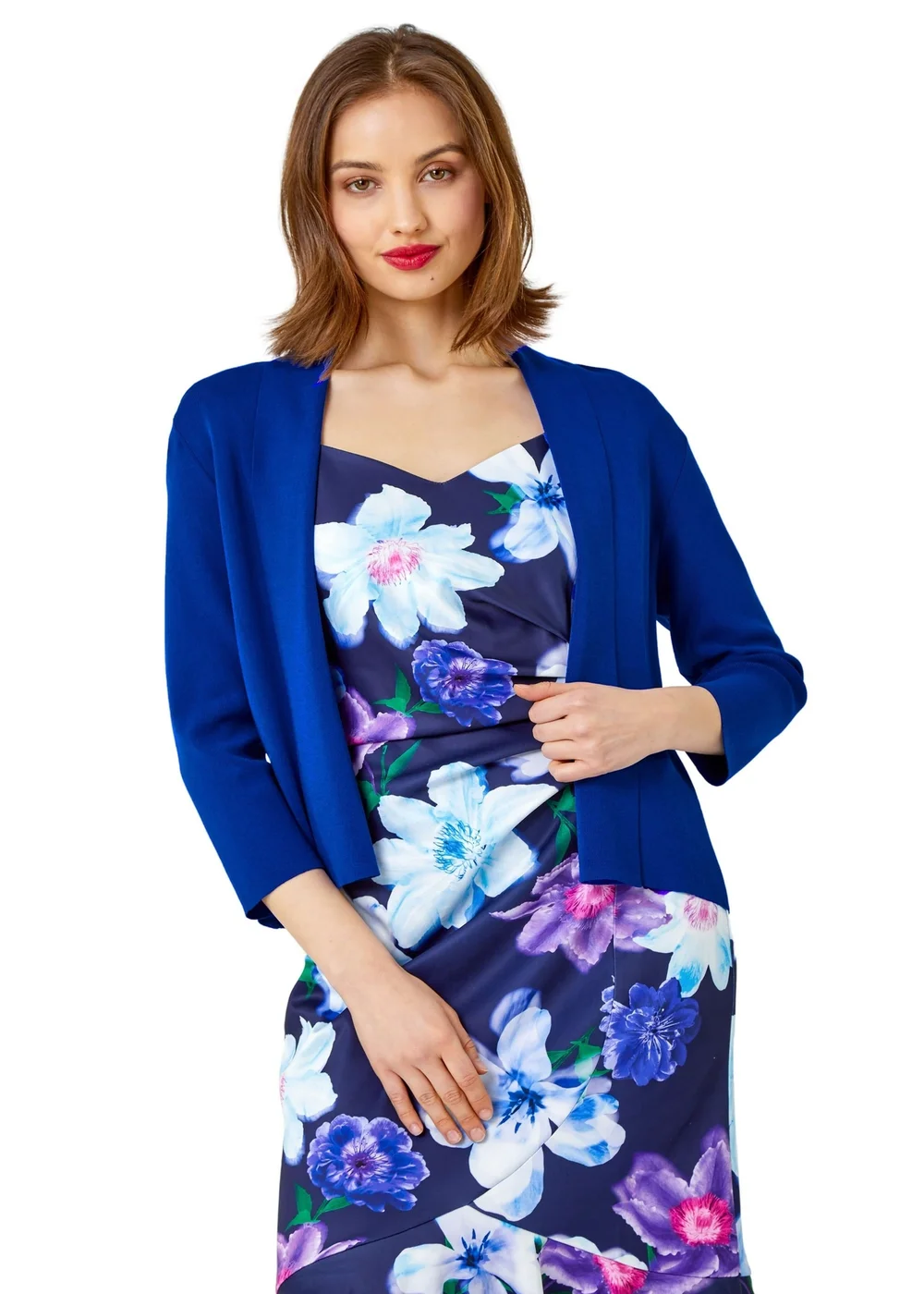 Roman Blue Cropped Knitted Shrug - Size 24 Image 1