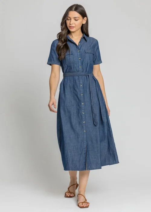 Roman Blue Denim Pocket Detail Shirt Dress - 10 Image 4
