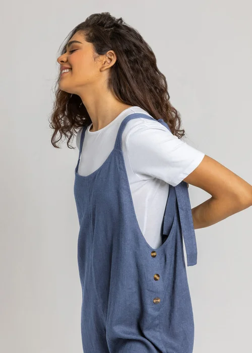 Roman Grey Shoulder Tie Cotton Playsuit - Size 6 Image 4