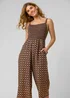 Roman Brown Contrast Geo Print Belted Jumpsuit - Size 16 Image 2