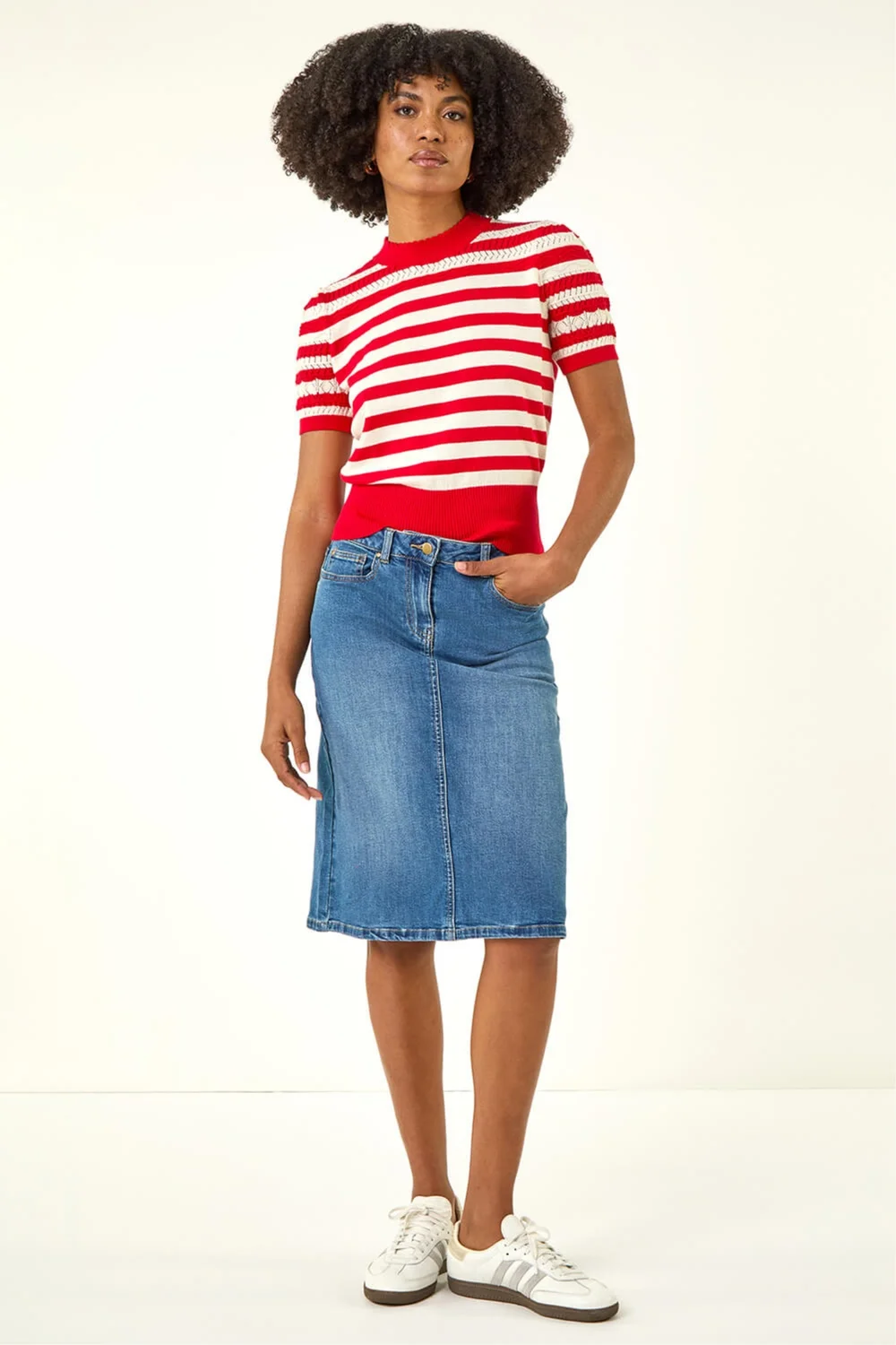 Roman Denim Cotton Denim Stretch A line Skirt - 18 Image 2