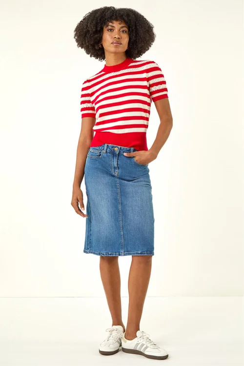 Roman Denim Cotton Denim Stretch A line Skirt - 18 Image 2