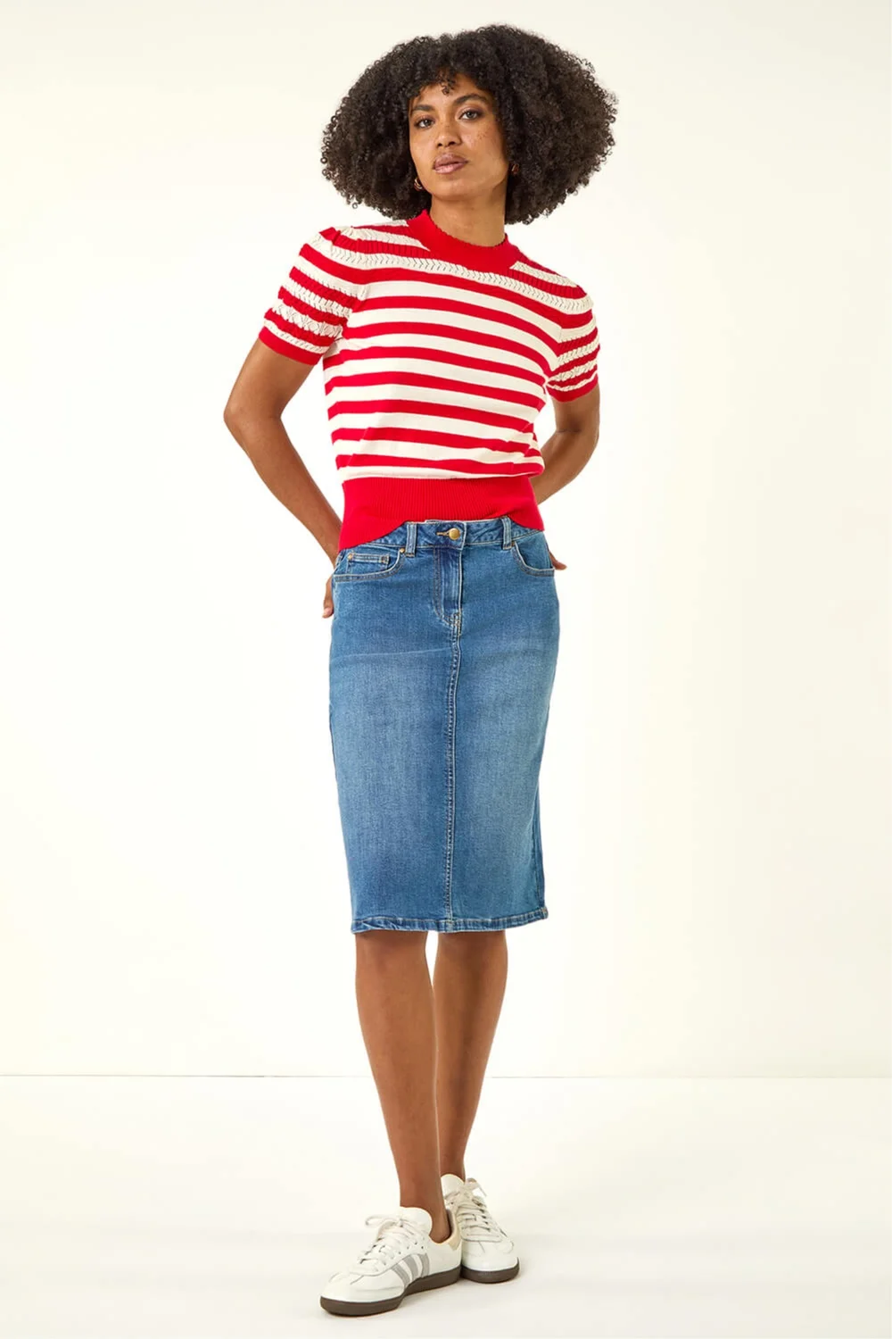 Roman Denim Cotton Denim Stretch A line Skirt - 18 Image 4