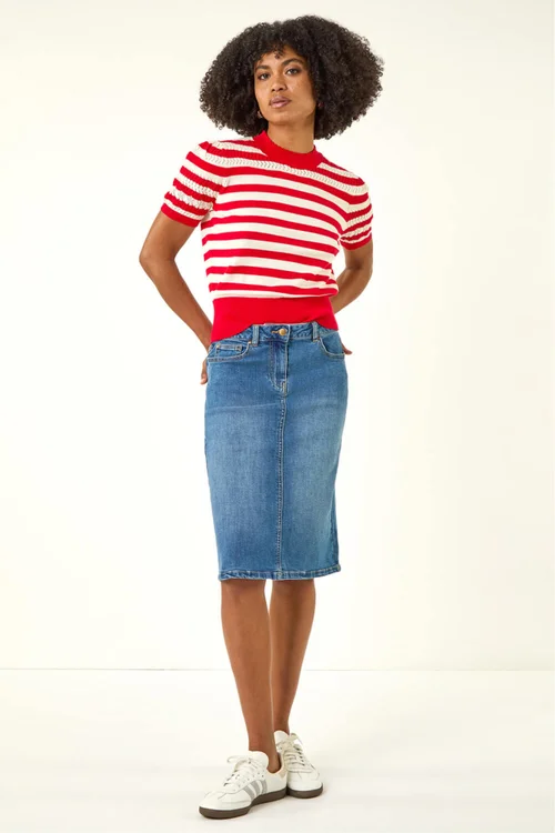 Roman Denim Cotton Denim Stretch A line Skirt - 18 Image 4