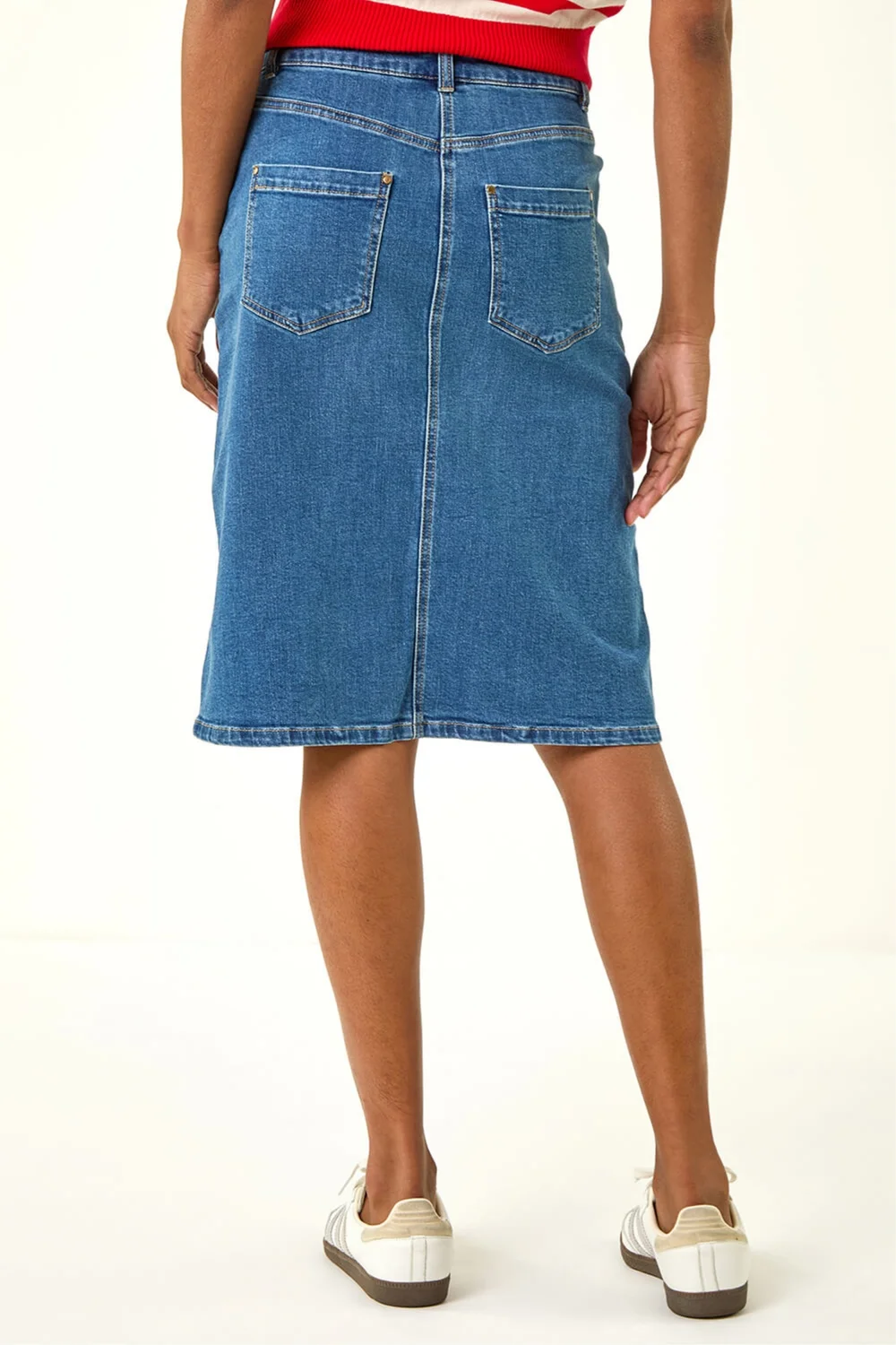 Roman Denim Cotton Denim Stretch A line Skirt - 18 Image 3