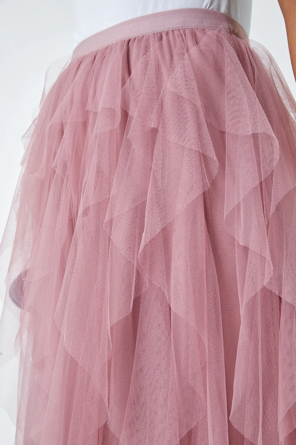 Roman Pink Elastic Waist Mesh Layered A Line Skirt - Size 10 Image 4