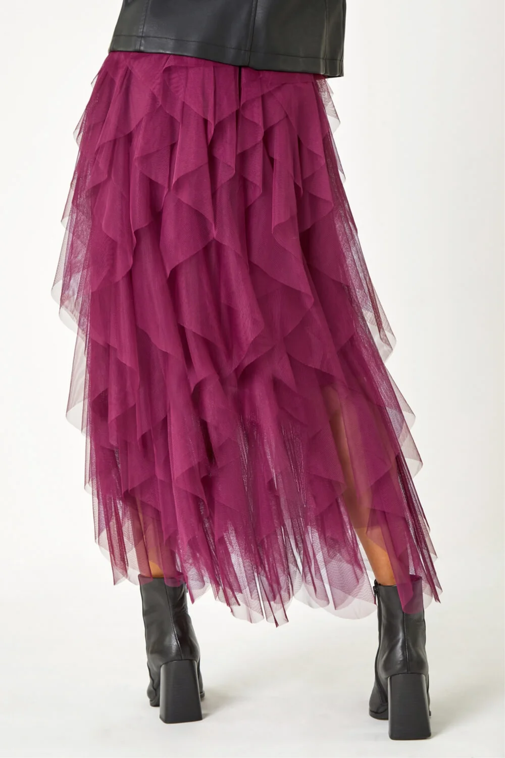 Roman Burgundy Elasticated Mesh Layered Skirt - 20 Image 3