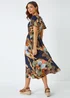 Roman Navy Angel Sleeve Floral Print Midi Dress - 24 Image 3