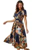 Roman Navy Angel Sleeve Floral Print Midi Dress - 24 Image 1