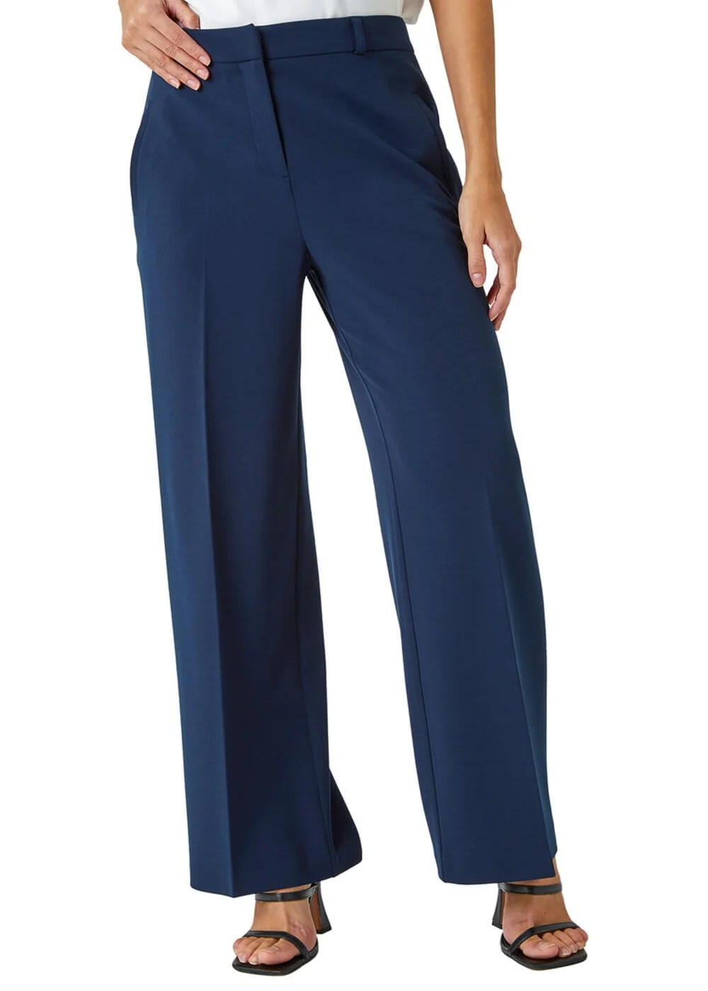 Roman Navy Wide Leg Premium Stretch Trousers - 6 Image 1