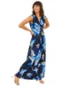 Roman Black Floral Jersey Stretch Twist Ruched Maxi Dress - Size 6 Image 1