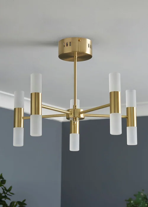 BHS Lois 10 Light Semi Flush LED Satin Brass (35cm x 43cm) - One Size Image 2