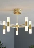 BHS Lois 10 Light Semi Flush LED Satin Brass (35cm x 43cm) - One Size Image 1