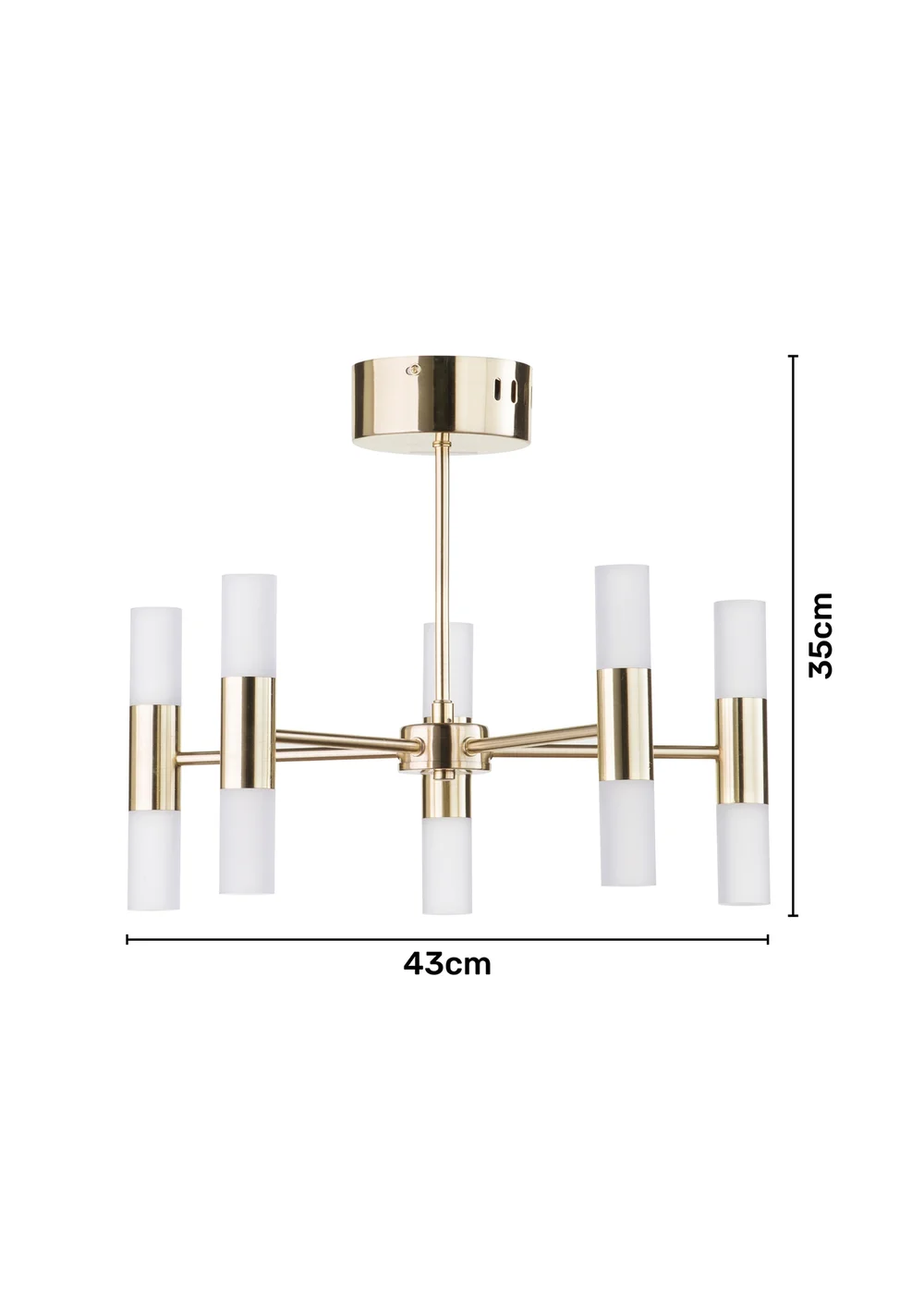 BHS Lois 10 Light Semi Flush LED Satin Brass (35cm x 43cm) - One Size Image 6