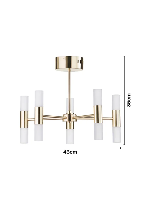 BHS Lois 10 Light Semi Flush LED Satin Brass (35cm x 43cm) - One Size Image 6