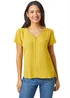 Roman Yellow Ditsy Embroidered Trim Detail Top - Size 18 Image 1
