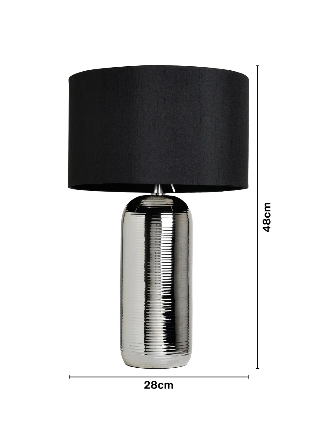BHS Cylinder Textured Table Lamp Silver (48cm x 28cm) - One Size Image 5