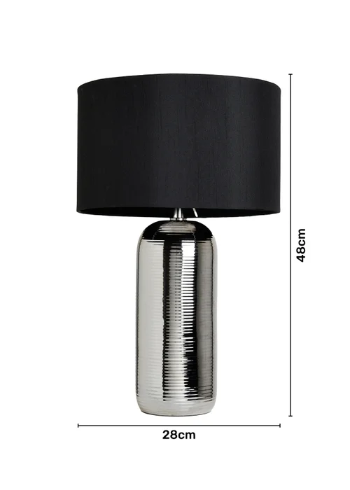 BHS Cylinder Textured Table Lamp Silver (48cm x 28cm) - One Size Image 5