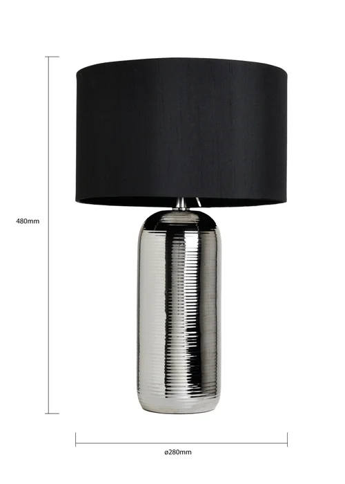 BHS Cylinder Textured Table Lamp Silver (48cm x 28cm) - One Size Image 4