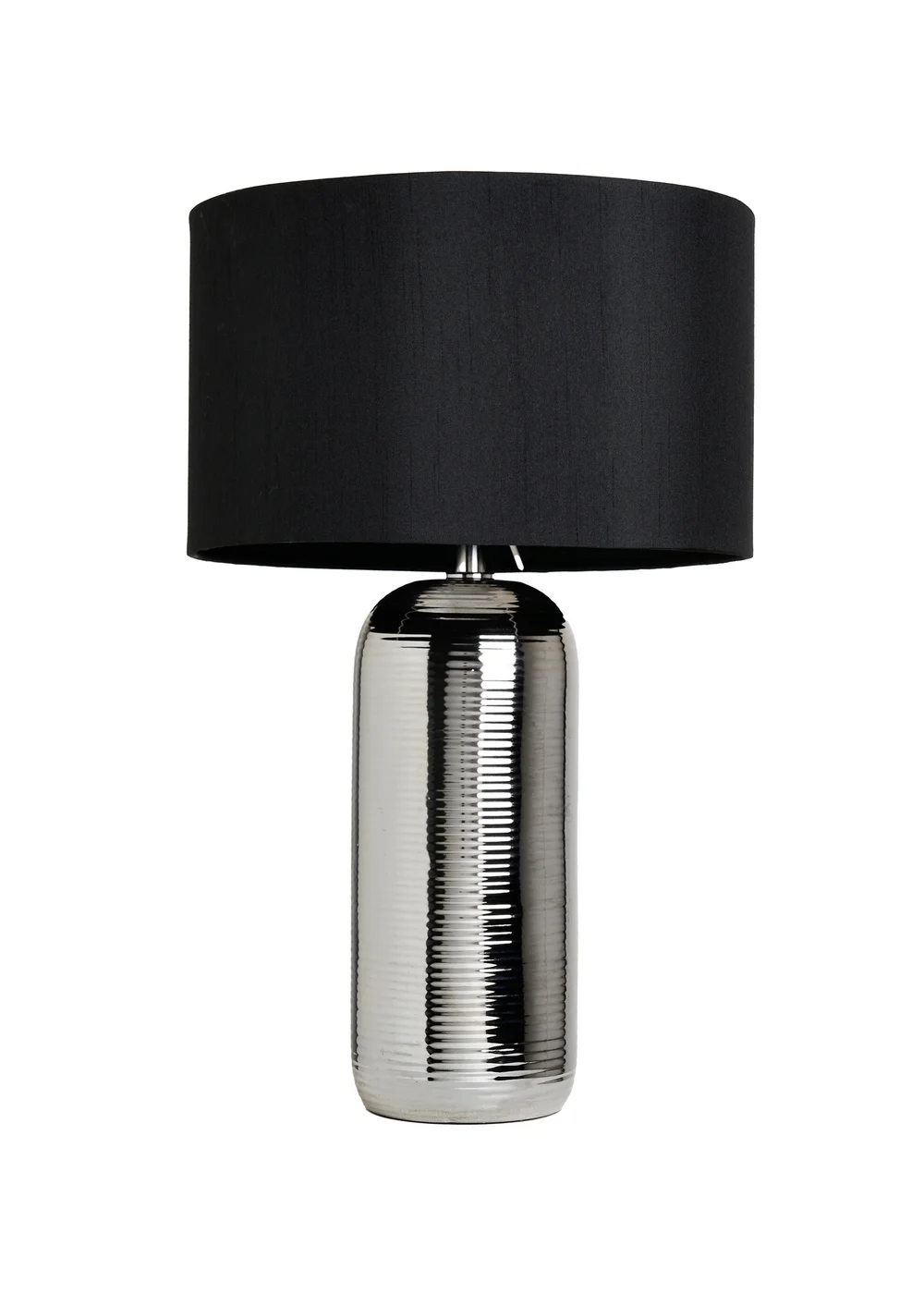 BHS Cylinder Textured Table Lamp Silver (48cm x 28cm) - One Size Image 1