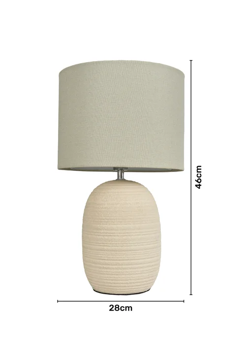 BHS Heath Ceramic Table Lamp Cream (46cm x 28cm) - One Size Image 5