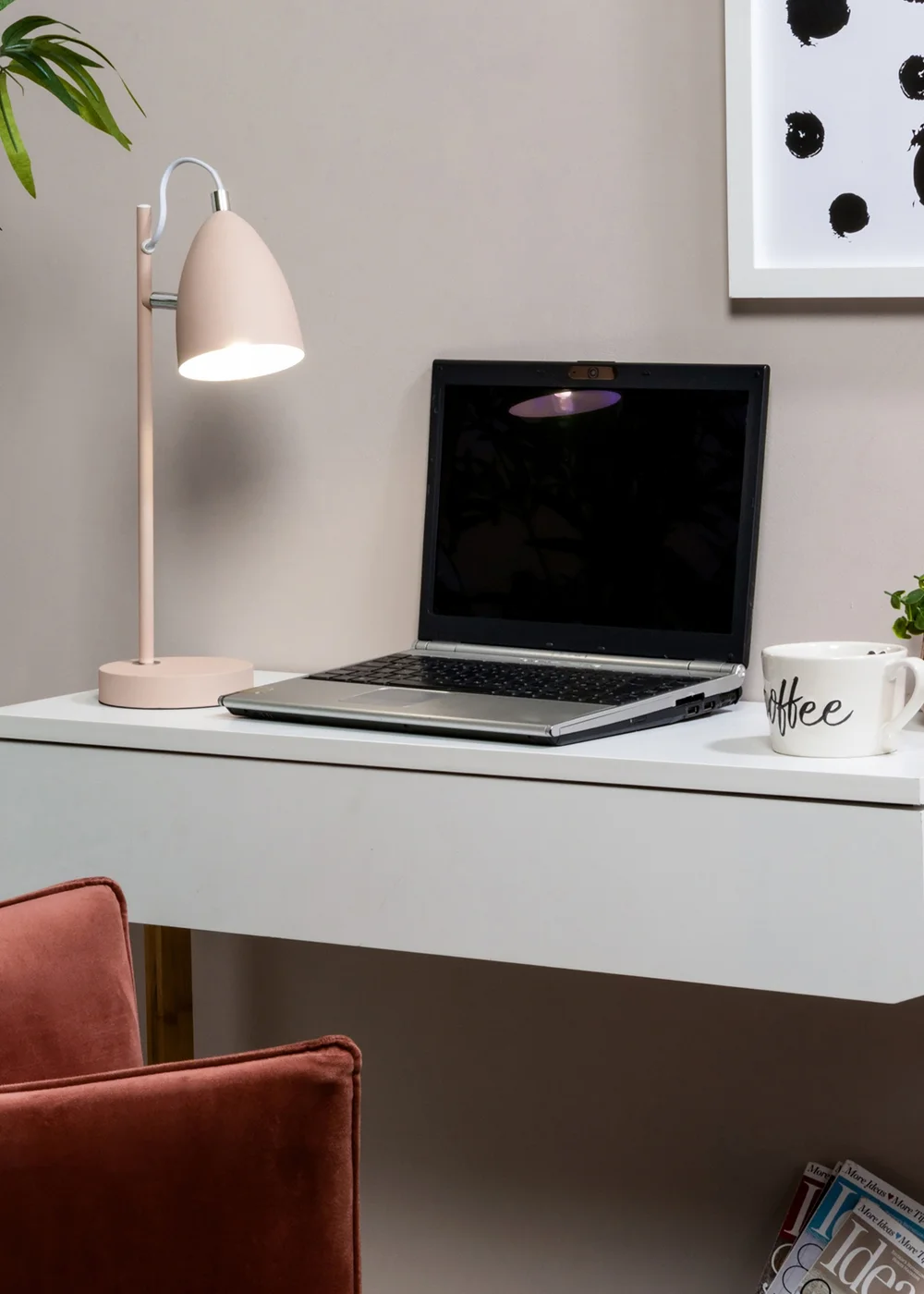 BHS Sian Task Lamp Pink (43cm x 12cm) - One Size Image 1