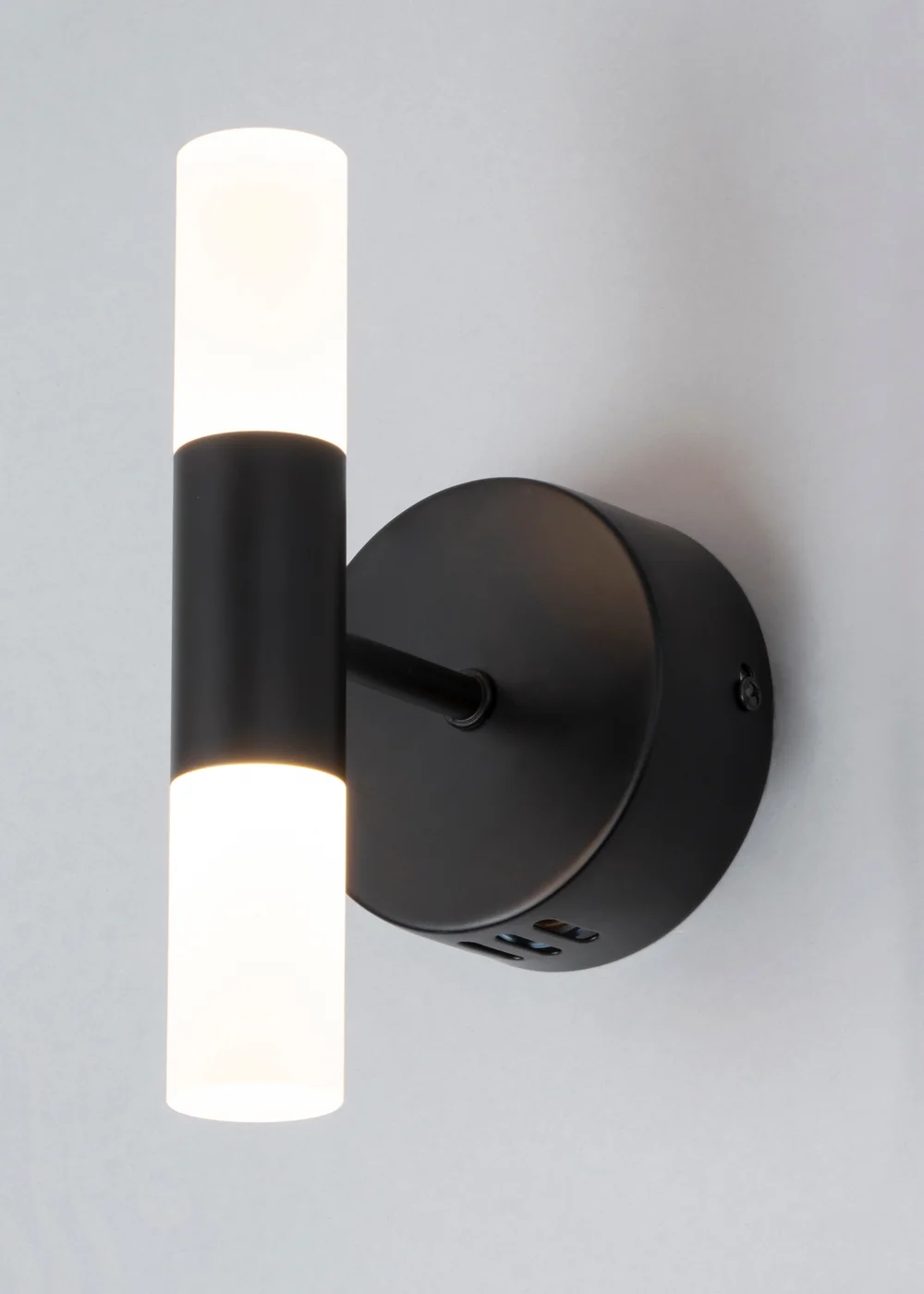 BHS Lois Twin Frosted Wall Light LED Black (20cm x 10cm) - One Size Image 2