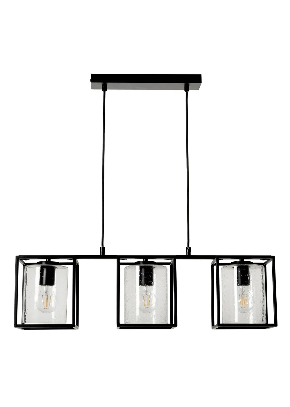 BHS Hardy 3 Light Diner Bar Matt Black (Adjustable 57-119cm x 60cm) - One Size Image 2